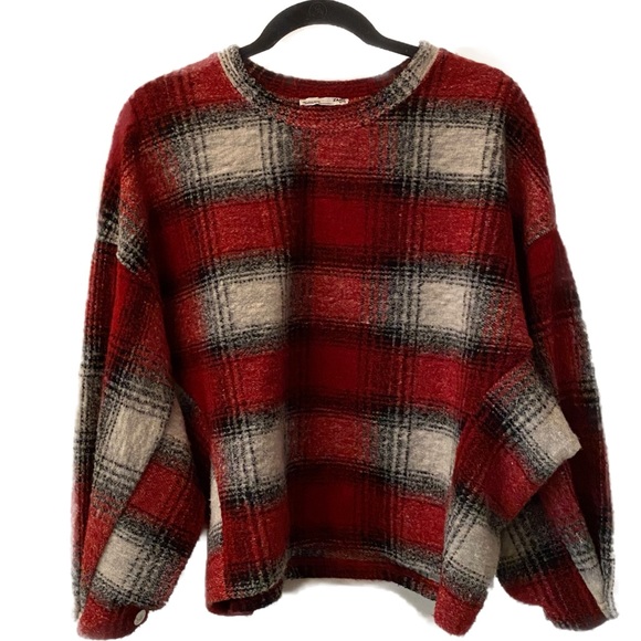 Zara Sweaters - Zara Plaid Oversized Balloon Sleeve Cozy Sweater